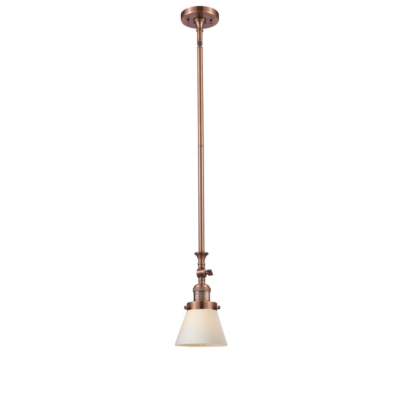 1 - Light Single Pendant, Antique Copper, Matte White Cased