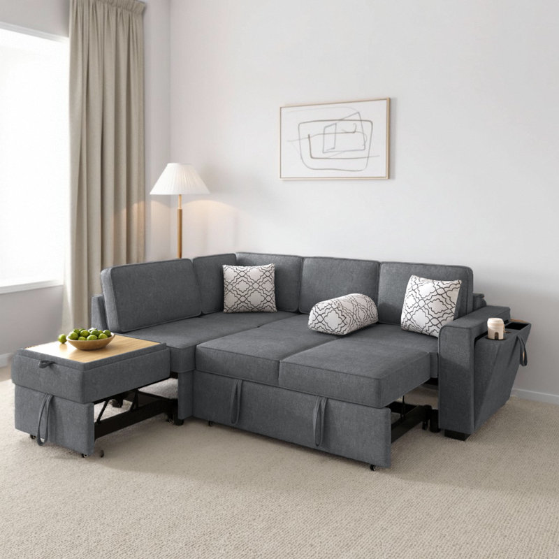 Canapé-lit modulaire convertible 83,9 po, Chenille grise foncée