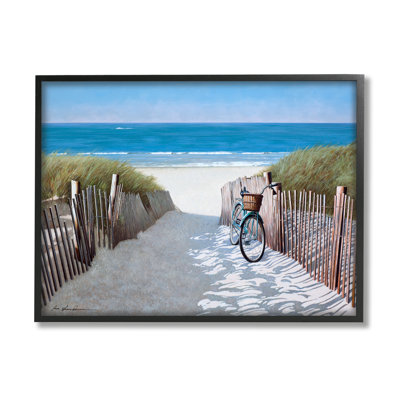 Plage, sentier de plage et bicyclette, peinture nautique d'été par Zhen-Huan Lu - Peinture