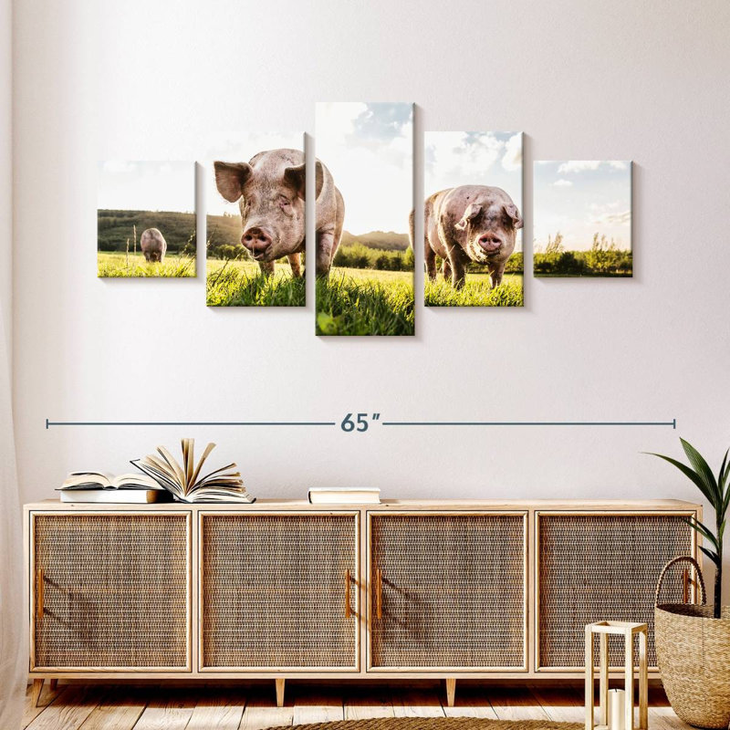 Cochons ensoleillés, H 24 po x l 55 po