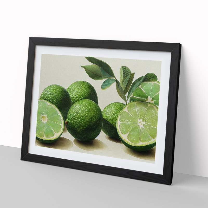 Lime Fruit - Single Picture Frame Painting, Black, 25cm H x 34cm W x 2cm D