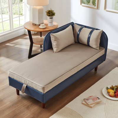 Chaise longue de rangement moderne 65 po avec revêtement en velours