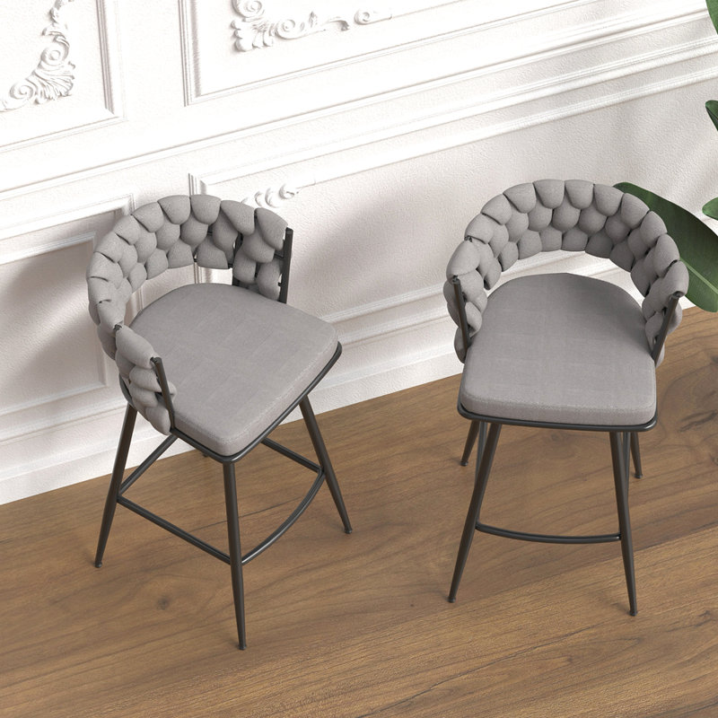 Ensemble de tabourets de bar 28 po en lin tissé 28 po, Gris