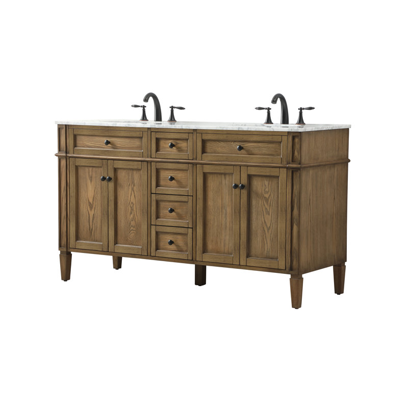 Ensemble de meuble-lavabo double 60 "Rivers, Brun foncé