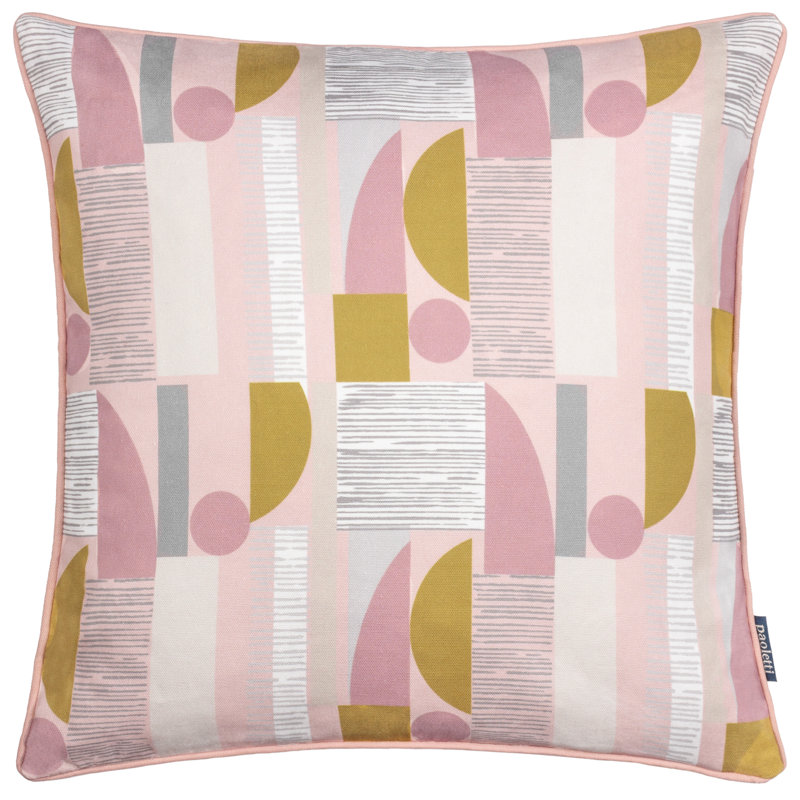Barcelona Geometric Pink Square Throw Cushion Cover