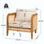 Fauteuil bohémien d'extérieur en rotin, fauteuil club en bois d'acacia massif résistant aux intempéries avec revêtement moelleux pour terrasse de jardin-1023467525