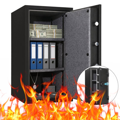 Tigerking 6.0 Cu. ft. Large Fireproof Safe with Biological Fingerprint and Digital Lock for Home and Office, Black