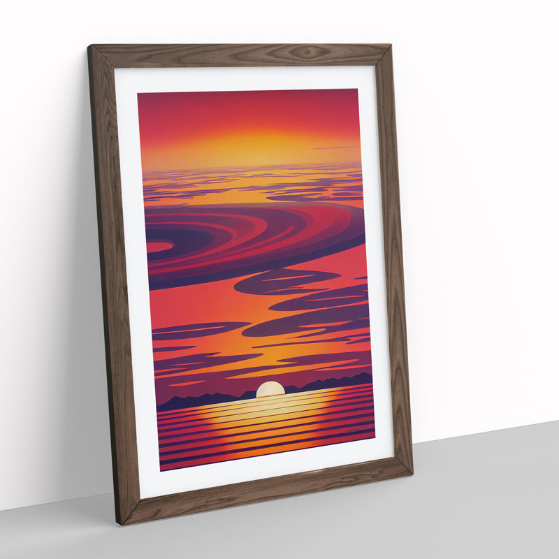 XV1022-4885X Unreal Sunset View - Print, 66cm H x 48cm W, Walnut Framed Paper, White