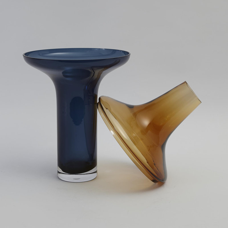 Tall Amber Over Cobalt Vase-Lg