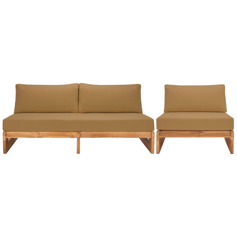 Aldona Teak 3 - Person Outdoor Seating Group With Cushions, Brown