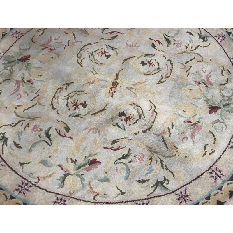 Tapis rose et jaune de haute qualité noué à la main