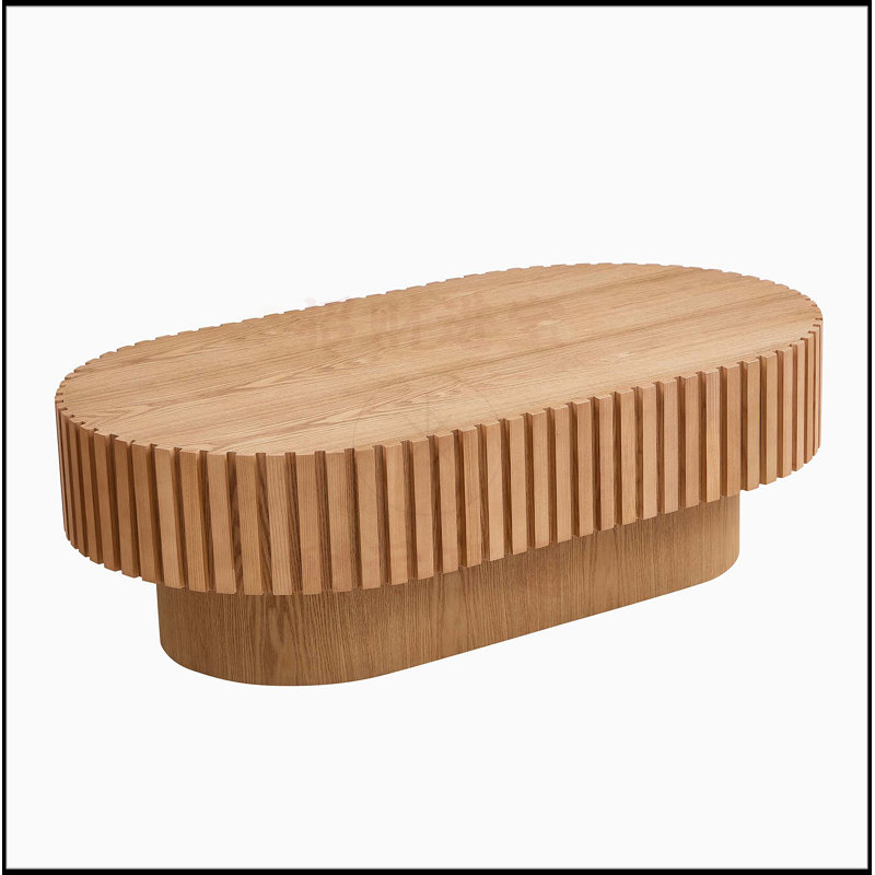 Table basse à tambour 43,70 pouces Handcraft, Bois de frêne naturel