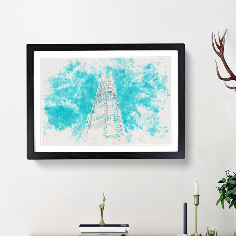 The Shard in London England - Picture Frame Painting Print, 33cm H x 45cm W x 2cm D, Black Framed