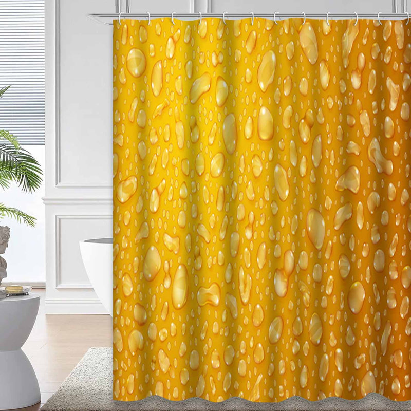 Rideau de douche jaune imperméable, rideaux de douche pour la salle de bain avec 12 crochets, L 72 po x l 72 po