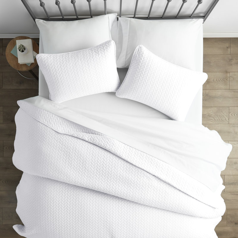Simply Soft™ Coastal Coverlet, White, King Coverlet + 2 Shams