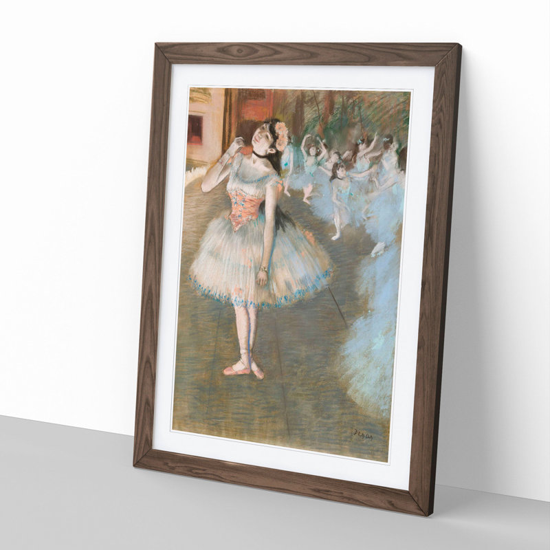 Performing Ballet Ballerina Dancers by Edgar Degas - Picture Frame Painting on MDF, 65cm H x 48cm W x 2cm D, Walnut Framed