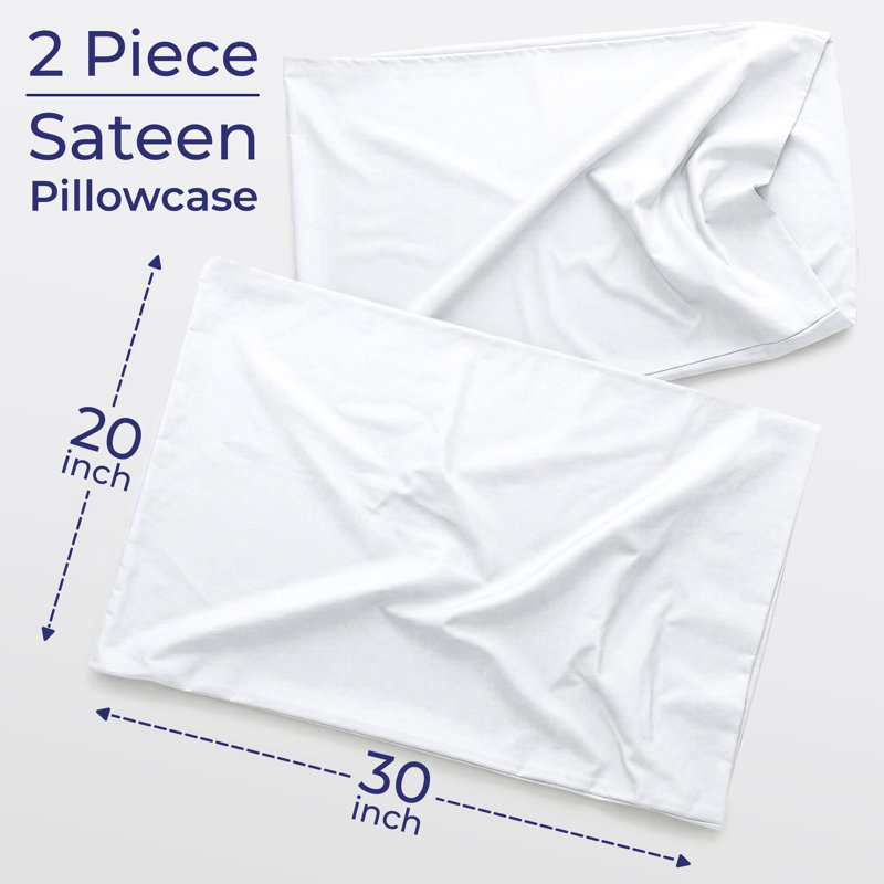 American Soft Linen 100% Cotton Sateen Pillowcase Set (Set of 2) - Soft, Breathable, Hotel Quality Pillow Covers, White