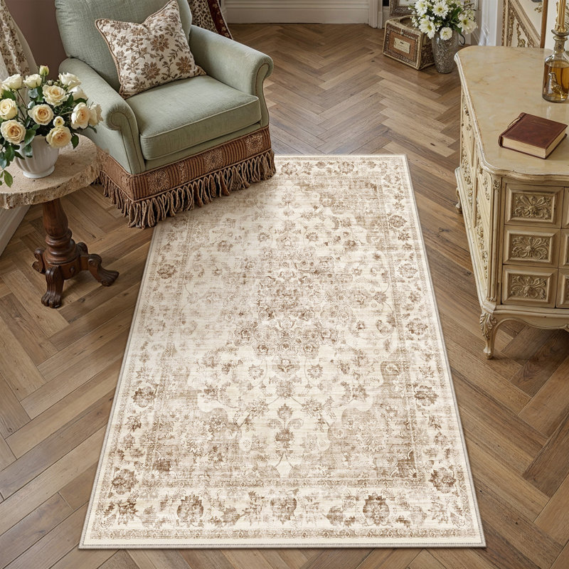 Tapis persan à motif antidérapant Rosalie, Rectangulaire 3 pi x 5 pi