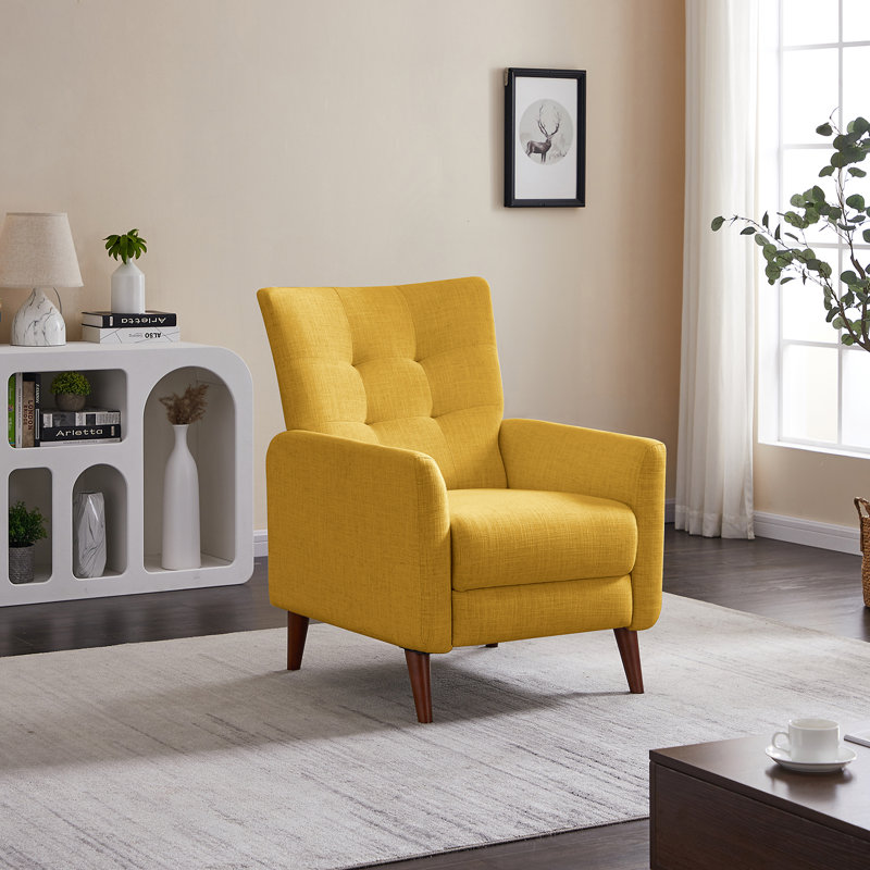 Fauteuil inclinable avec dossier capitonné Jylen, Polyester moutarde 100 %