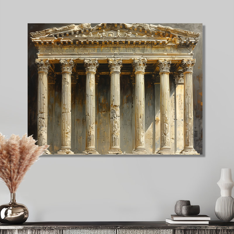 Décoration murale en pierre romaine beige - Monument, décoration murale, Sans cadre, métal, H 16 po x l 32 po