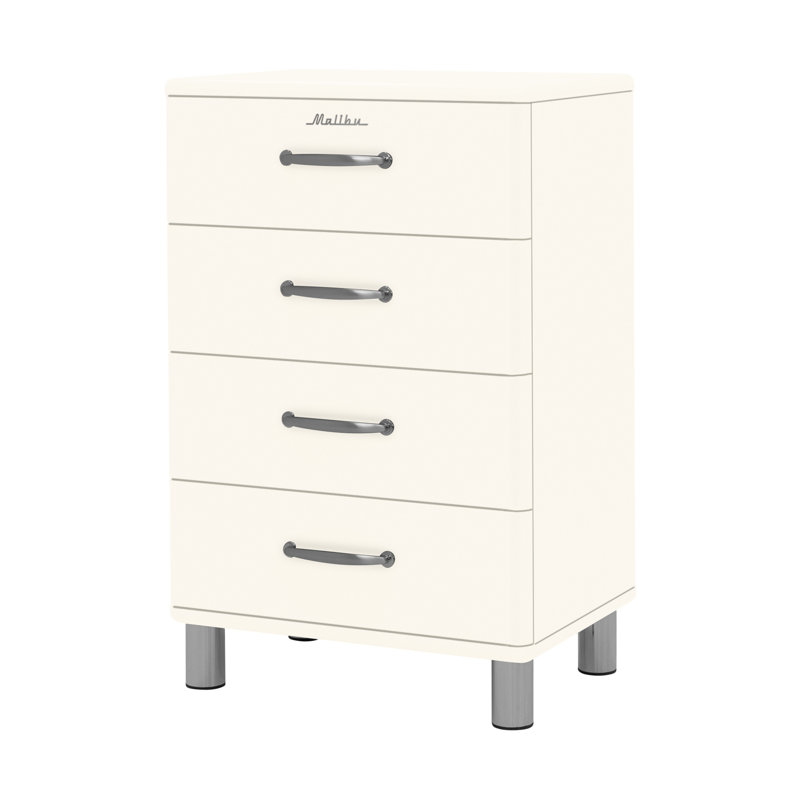 Commode 4 tiroirs Malibu, Blanc
