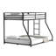 Lit simple superposé au dessus d'un lit double en métal-304468789