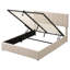 Grand lit rembourré avec housse beige et plateforme de rangement hydraulique pour dessous-93574276-93574279