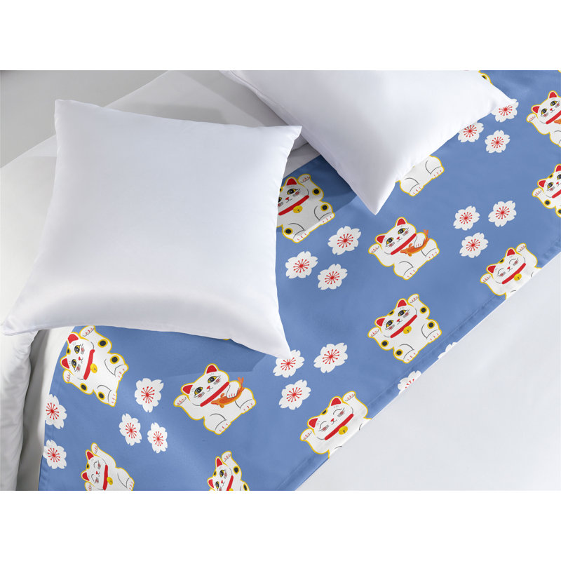 Chemin de lit chat Ambesonne Maneki-Neko, Très grand lit