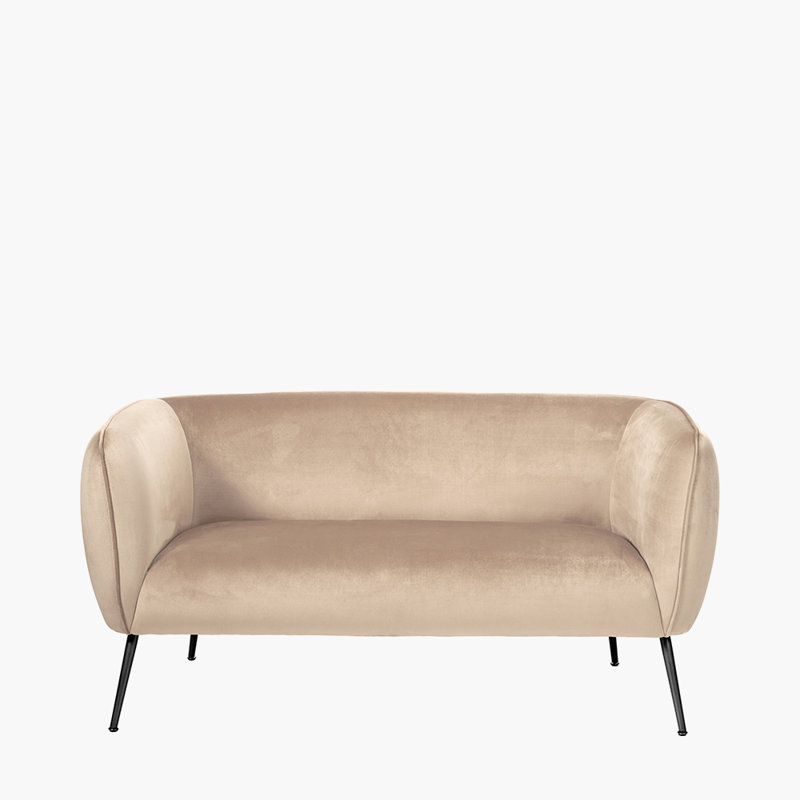 Lucca 2 Seater Velvet Sofa, Biscuit Beige