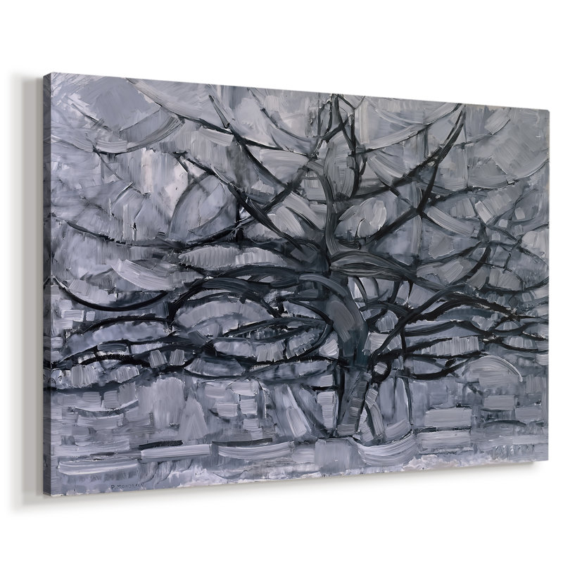 L'arbre gris - Piet Mondrian - Toile tendue avec châssis - 1970, 32 x 48