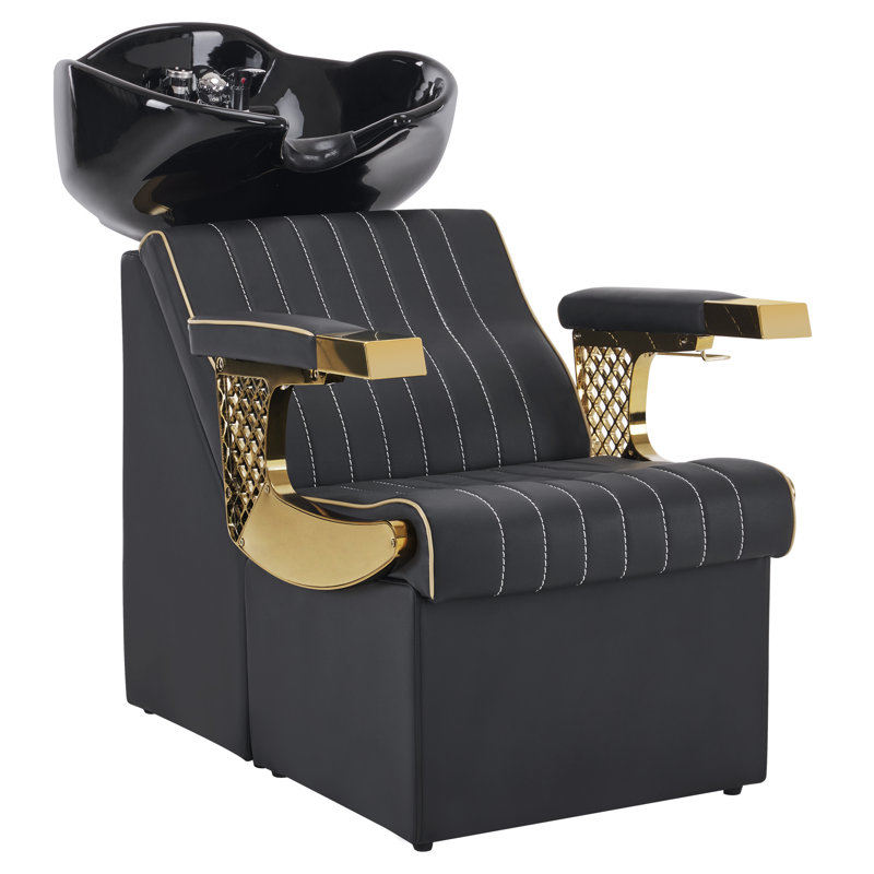 Yuliett Backwash Shampoo Station barber Chair and Bowl, Tilting Porcelain Ceramic Basin Sink
