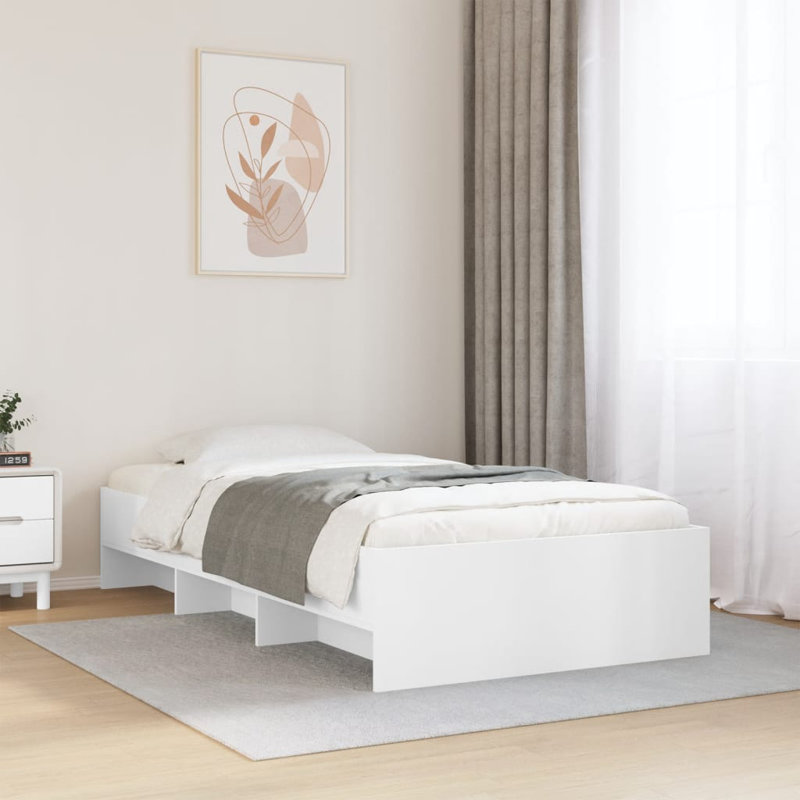 Vidaxl Bed Frame Without Mattress Engineered Wood, European Single (90 x 200cm), White