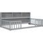 Élégant lit simple gris avec tablettes de rangement et bibliothèque de chevet confortable - Chambre à coucher-463563486-463563487