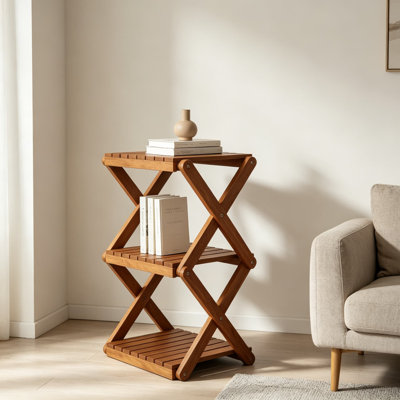 Range-chaussures en bois d'acacia pour le vestibule, étagère à chaussures pliable à 3 niveaux, range-chaussures autoportant pour petits espaces, appartement, placard