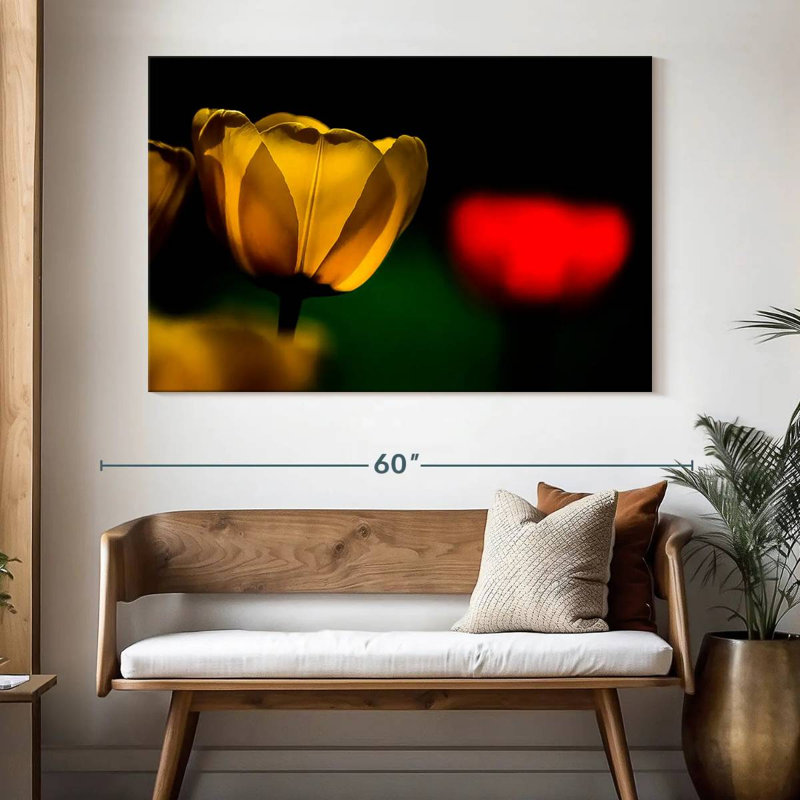 Harnek tulipes jaunes en fleurs, H 34 po x l 51 po