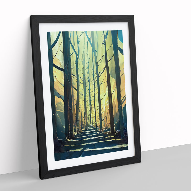 Forest Abstract No.5 - Single Picture Frame Painting, Black, 46cm H x 34cm W x 2cm D