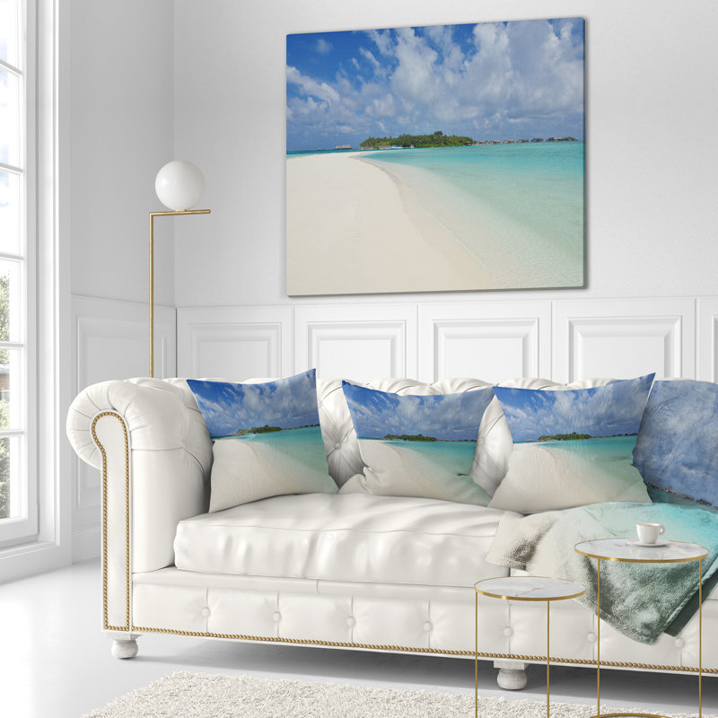 Coussin de plage tropical seascape calme mer, 16 po x 1 po, Coussin décoratif