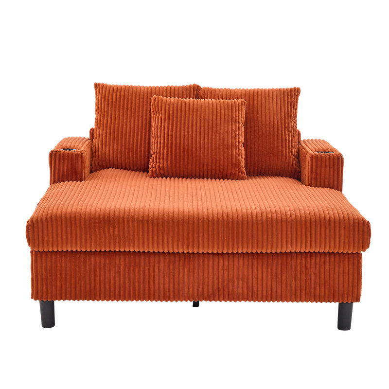 50'' Upholstered Chaise Lounge, Orange