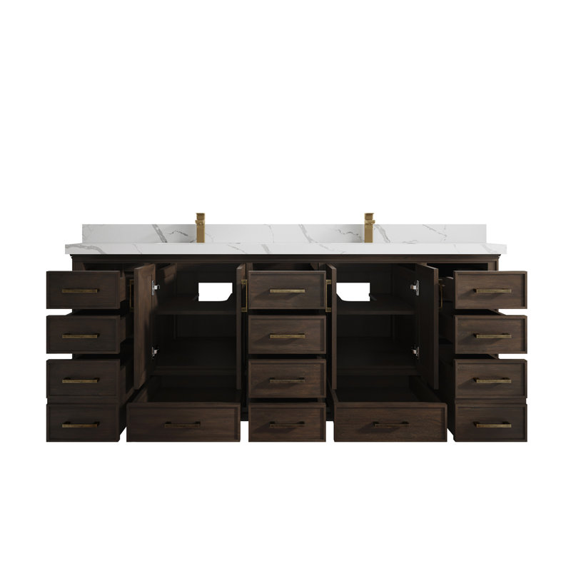 Ensemble de meuble-lavabo double l 84 po, Calacatta Laza