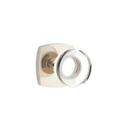 Ensemble de mortaise intérieure Emtek avec rosette Urban Modern et poignée moderne en verre à disque (LH)