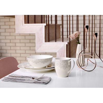 Monsoon Filigree Silver 16 Piece Dinnerware Set, Service for 4