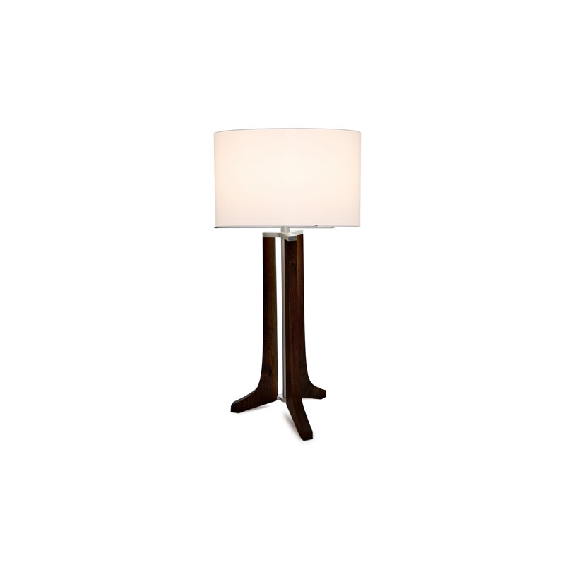 Forma Floor Lamp, Brushed Aluminum, Dark Stained Walnut, White Linen