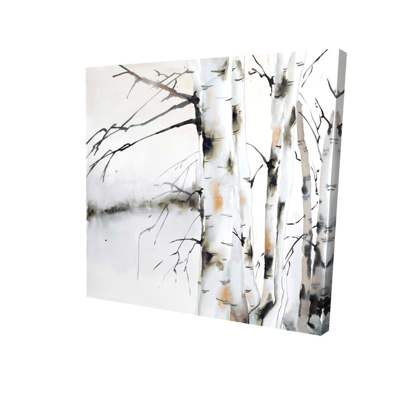 Winter Birches - Toile de bureau minimaliste pour la décoration intérieure