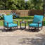 Ensemble de conversation avec chaise berçante pivotante en aluminium 3 pièces avec coussins et table d'appoint-501328064