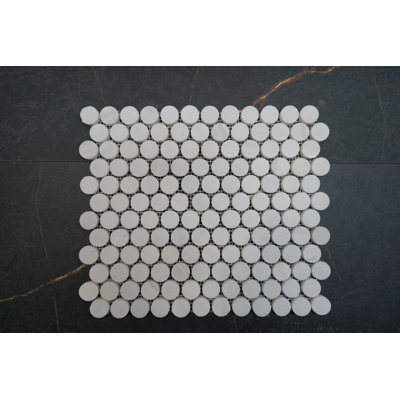 Bianco Dolomite 1" x 1" Marble Penny Round Mosaic Floor Use Tile
