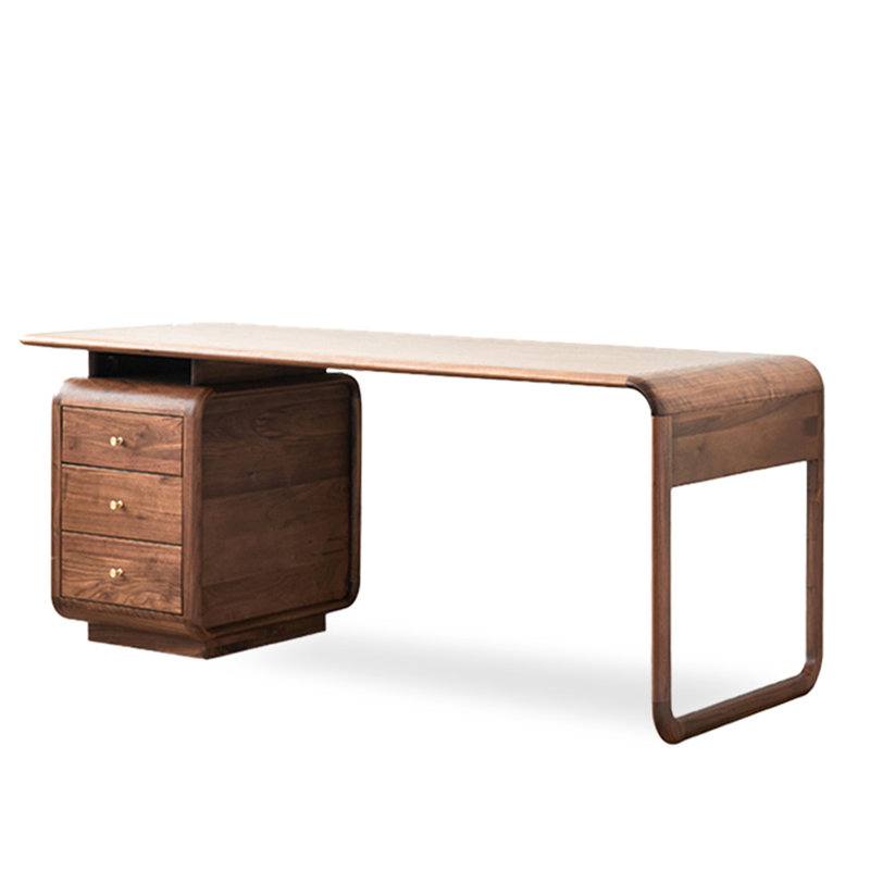 Bureau élégant en bois de frêne avec 3 tiroirs de rangement, 29.9" H x 63" W x 27.6" D