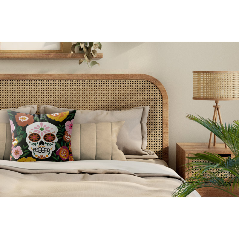 Coussin décoratif en microsuède Lupe, Carré 16 po, Black/Brown/Ochre/Green