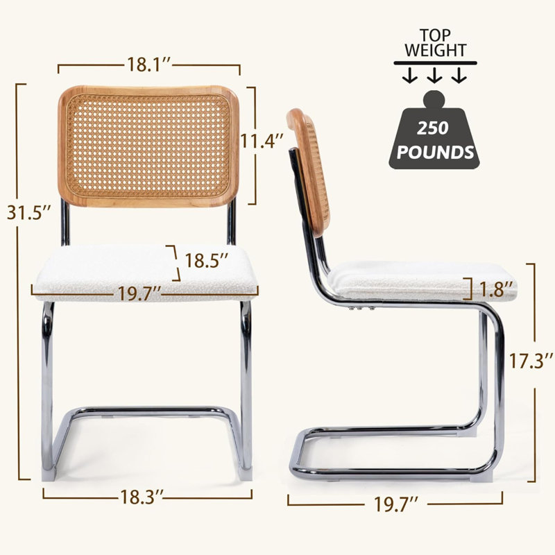 Chaise d'appoint Villiard, Blanc, Argent / Naturel