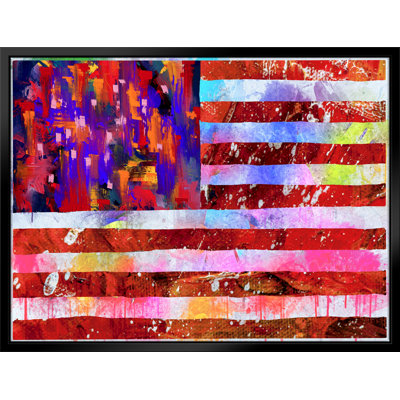 American Flag Pop Art-Giclee on Canvas with Float Frame Vertical