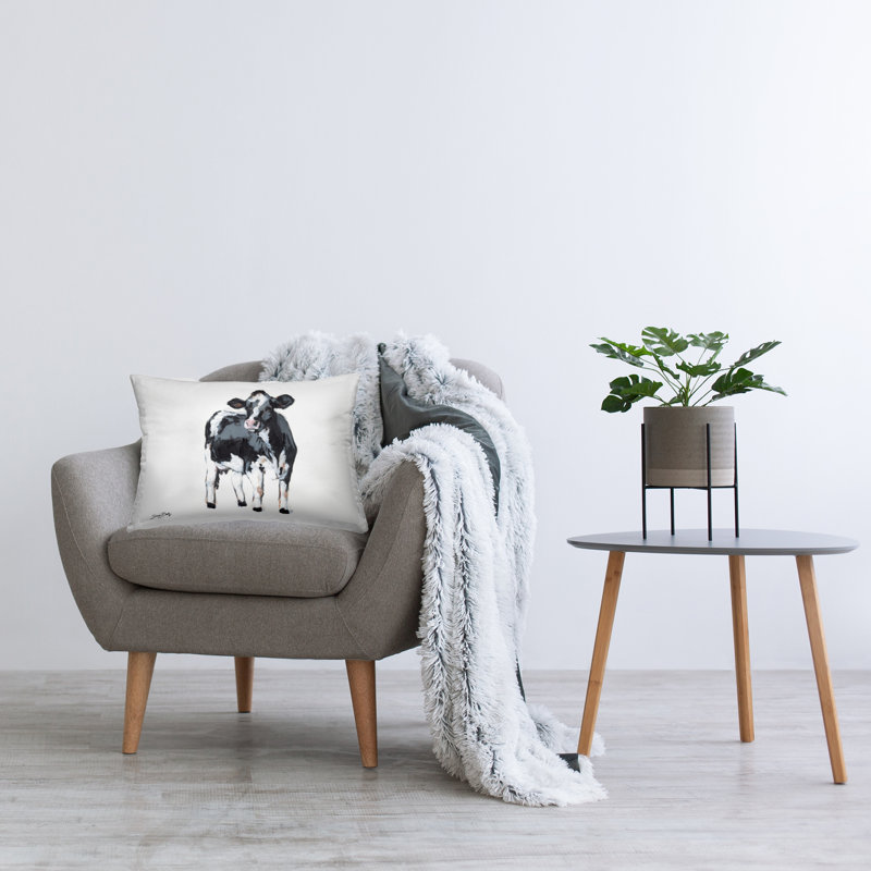 Coussin décoratif imprimé de vache laitière par Sara Baker, Vache laitière 2